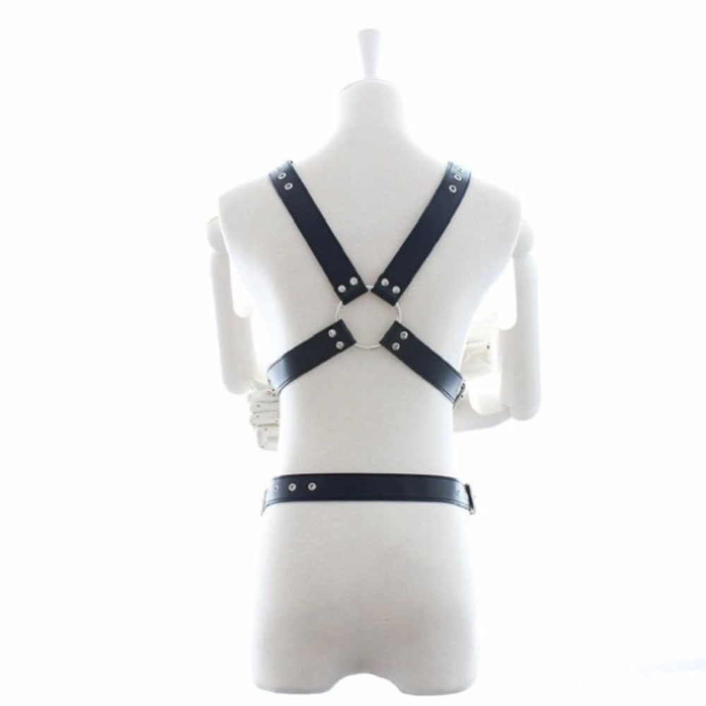 Black Leather Harness Flirting Bondage Mens Sex Tools For Men - Picture 3 of 6